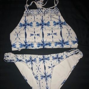 Blue And while halter bikini